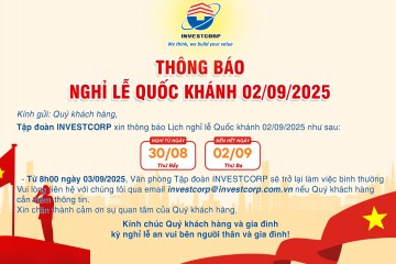 Tập đoàn INVESTCORP thông báo Lịch nghỉ lễ Quốc khánh 02/09/2025
