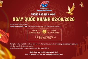  Tập đoàn INVESTCORP thông báo Lịch nghỉ lễ Quốc khánh 02/09/2026