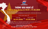 Tập đoàn INVESTCORP thông báo nghỉ lễ Giỗ tổ Hùng Vương và 30/4 - 1/5 năm 2026