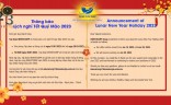 Tập đoàn INVESTCORP Thông báo Lịch nghỉ Tết Quý Mão 2023