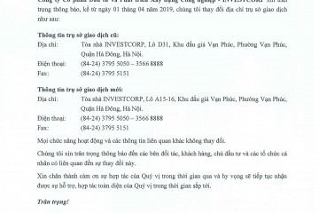 Thông báo thay đổi địa chỉ trụ sở giao dịch