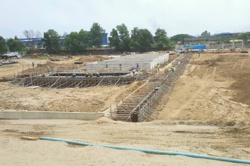 2018 年 4 月份，在缅甸 KMN 热浸镀铝工厂施工进度情况