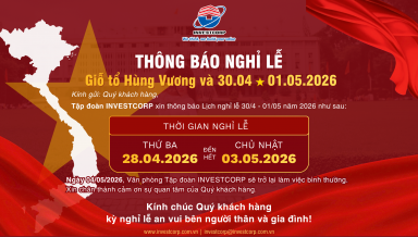 Tập đoàn INVESTCORP thông báo nghỉ lễ Giỗ tổ Hùng Vương và 30/4 - 1/5 năm 2026